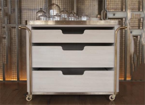 茶餐廳實木餐邊柜移動小推車備餐柜