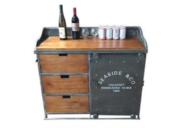 loft工業風鐵皮儲物柜陳列柜茶水臺碗柜復古做舊餐邊柜備餐柜斗柜